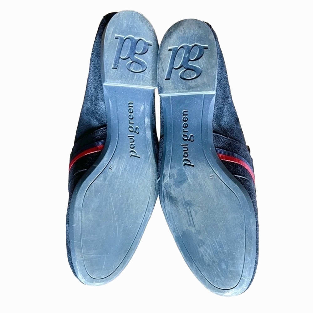 Paul Green Banner Loafers Navy Blue Suede Gold Buckle Size 7.5 - Picture 9 of 12